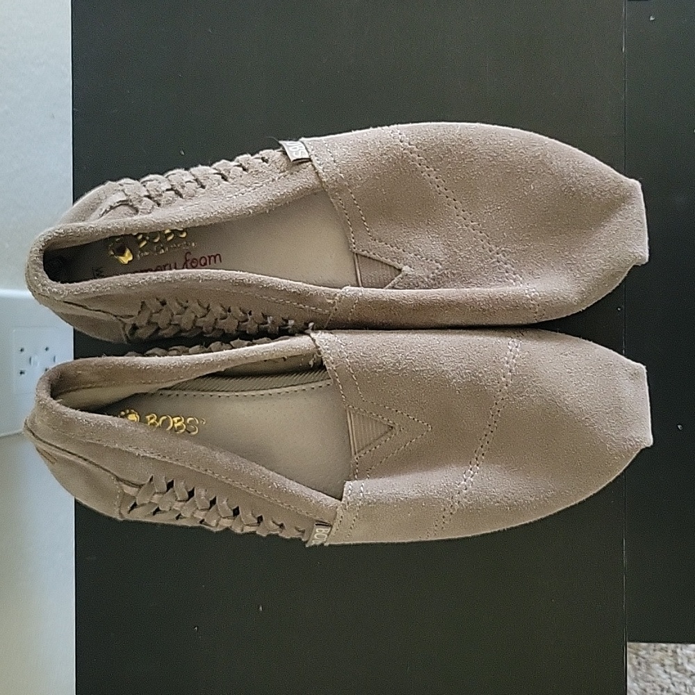 Size 7 taupe Skechers Bobs slip-on sneakers